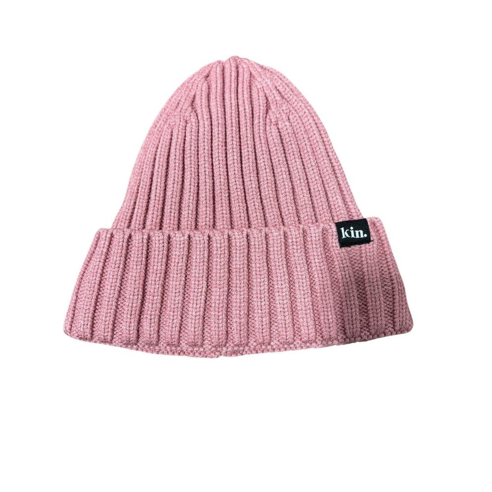 Kin Stripe Satin Lined Women's Beanie Size OSFA Mauve New